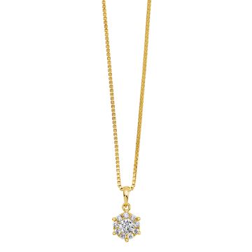 Roset halskæde i 8kt guld med cubic zirkonia