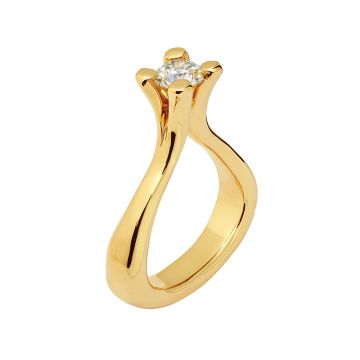 Solitaire ring i 14 kt. rødguld 0,90ct