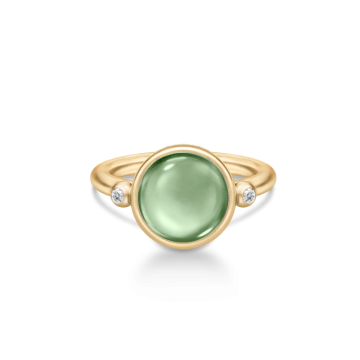 Julie Sandlau Prime ring i forgyldt med ametyst grøn krystal