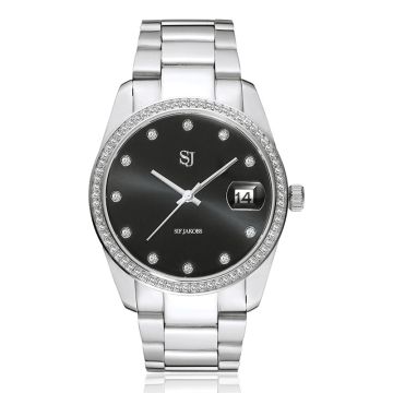 Sif Jakobs Aurora ur, stål med sort skive Ø 36