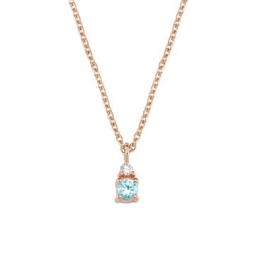 Nuran Petit vedhæng i rosaguld med diamant og topas - inkl. kæde