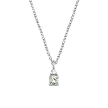 Nuran Petit vedhæng i hvidguld med diamant og grøn safir - inkl. kæde