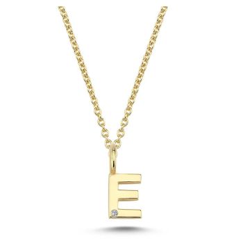 Nuran E vedhæng i guld med 1 diamant - 6,5mm - uden kæde