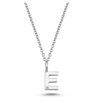 Nuran E vedhæng i hvidguld med 1 diamant - 6,5mm - uden kæde