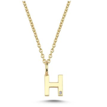 Nuran H vedhæng i guld med 1 diamant - 6,5mm - uden kæde