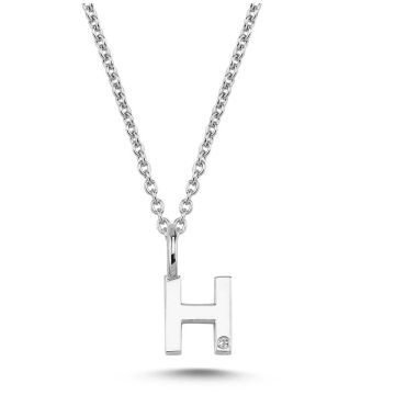 Nuran H vedhæng i hvidguld med 1 diamant - 6,5mm - uden kæde