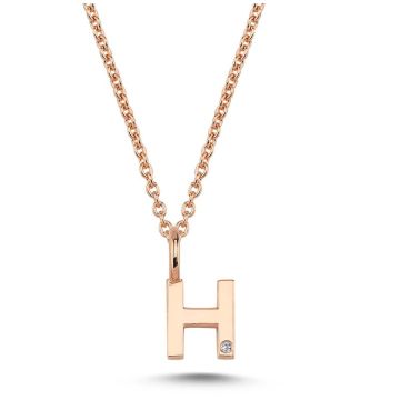 Nuran H vedhæng i rosaguld med 1 diamant - 6,5mm - uden kæde