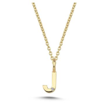 Nuran J vedhæng i guld med 1 diamant - 6,5mm - uden kæde