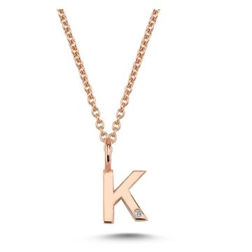 Nuran K vedhæng i rosaguld med 1 diamant - 6,5mm - uden kæde