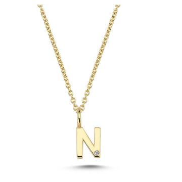 Nuran N vedhæng i guld med 1 diamant - 6,5mm - uden kæde