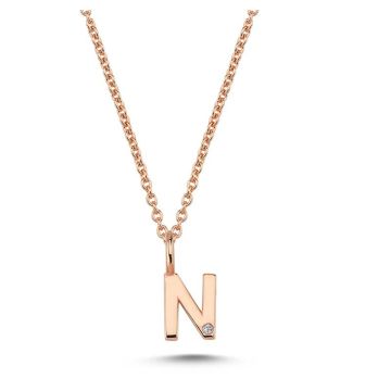 Nuran N vedhæng i rosaguld med 1 diamant - 6,5mm - uden kæde