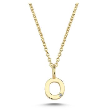 Nuran O vedhæng i guld med 1 diamant - 6,5mm - uden kæde