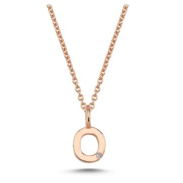 Nuran O vedhæng i rosaguld med 1 diamant - 6,5mm - uden kæde