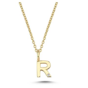 Nuran R vedhæng i guld med 1 diamant - 6,5mm - uden kæde