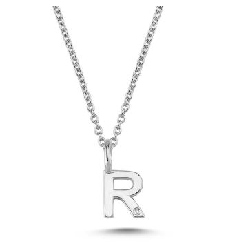 Nuran R vedhæng i hvidguld med 1 diamant - 6,5mm - uden kæde