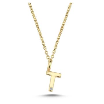 Nuran T vedhæng i guld med 1 diamant - 6,5mm. - uden kæde