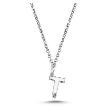 Nuran T vedhæng i hvidguld med 1 diamant - 6,5mm. - uden kæde