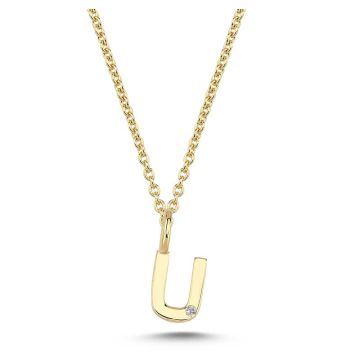 Nuran U vedhæng i guld med 1 diamant - 6,5mm - uden kæde