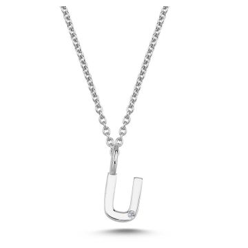 Nuran U vedhæng i hvidguld med 1 diamant - 6,5mm - uden kæde