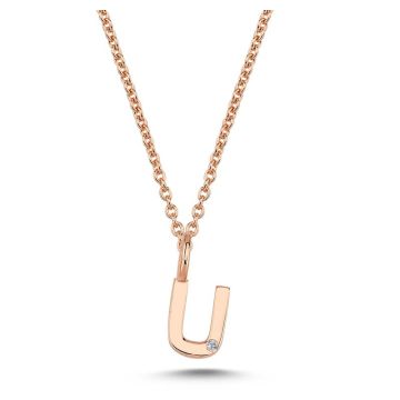 Nuran U vedhæng i rosaguld med 1 diamant - 6,5mm - uden kæde