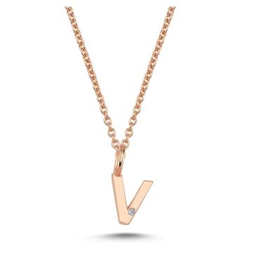 Nuran V vedhæng i rosaguld med 1 diamant - 6,5mm - uden kæde