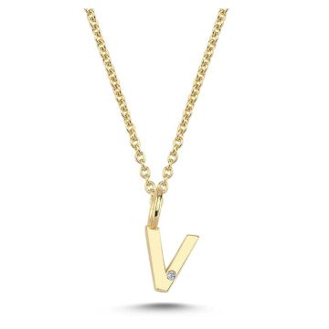 Nuran V vedhæng i guld med 1 diamant - 6,5mm - uden kæde