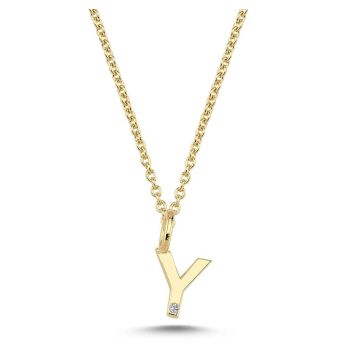 Nuran Y vedhæng i guld med 1 diamant - 6,5mm - uden kæde