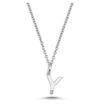 Nuran Y vedhæng i hvidguld med 1 diamant - 6,5mm - uden kæde