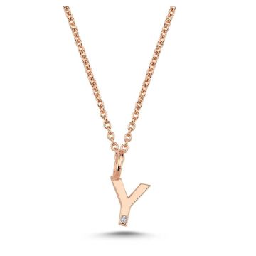 Nuran Y vedhæng i rosaguld med 1 diamant - 6,5mm - uden kæde