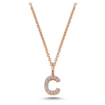 Nuran C vedhæng i rosaguld med diamanter - 6,5mm - uden kæde