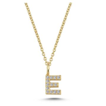 Nuran E vedhæng i guld med diamanter - 6,5mm - uden kæde