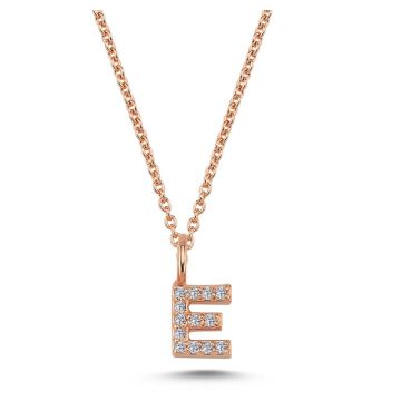 Nuran E vedhæng i rosaguld med diamanter - 6,5mm - uden kæde
