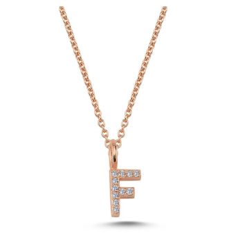 Nuran F vedhæng i rosaguld med diamanter - 6,5mm - uden kæde