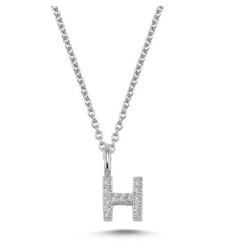 Nuran H vedhæng i hvidguld med diamanter - 6,5mm - uden kæde