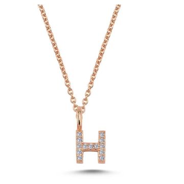 Nuran H vedhæng i rosaguld med diamanter - 6,5mm - uden kæde