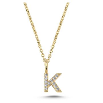 Nuran K vedhæng i guld med diamanter - 6,5mm - uden kæde