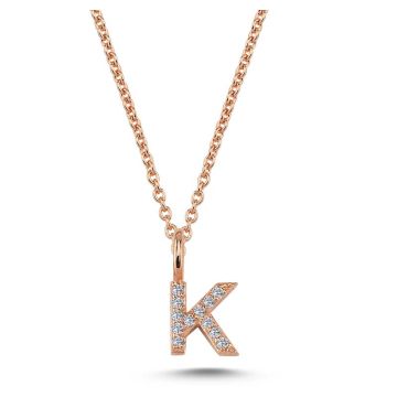 Nuran K vedhæng i rosaguld med diamanter - 6,5mm - uden kæde