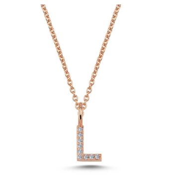 Nuran L vedhæng i rosaguld med diamanter - 6,5mm - uden kæde