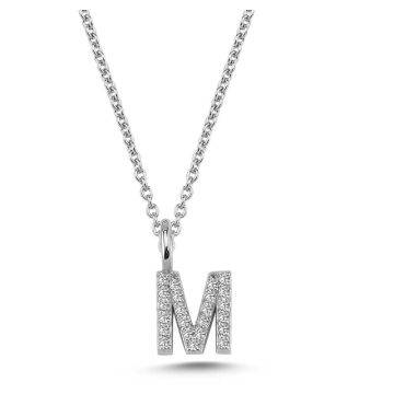 Nuran M vedhæng i hvidguld med diamanter - 6,5mm - uden kæde