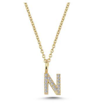 Nuran N vedhæng i guld med diamanter - 6,5mm - uden kæde