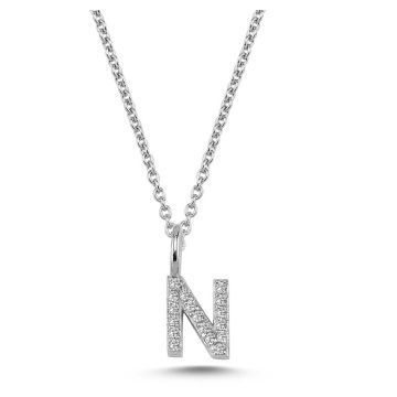 Nuran N vedhæng i hvidguld med diamanter - 6,5mm - uden kæde