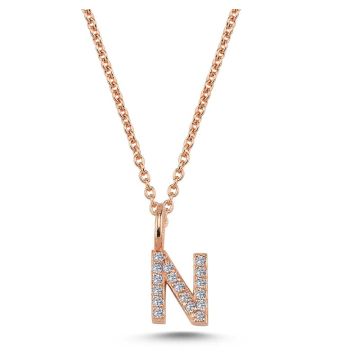 Nuran N vedhæng i rosaguld med diamanter - 6,5mm - uden kæde