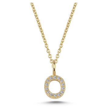 Nuran O vedhæng i guld med diamanter - 6,5mm - uden kæde