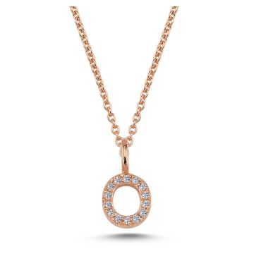 Nuran O vedhæng i rosaguld med diamanter - 6,5mm - uden kæde