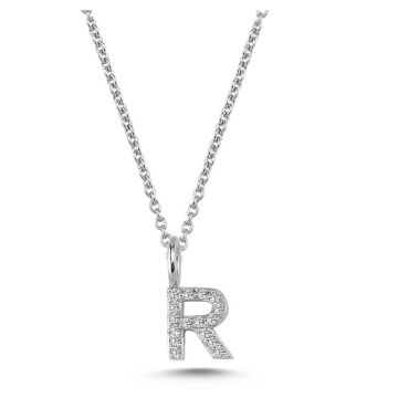 Nuran R vedhæng i hvidguld med diamanter - 6,5mm - uden kæde