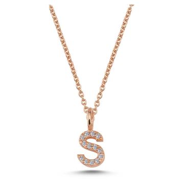 Nuran S vedhæng i rosaguld med diamanter - 6,5mm - uden kæde