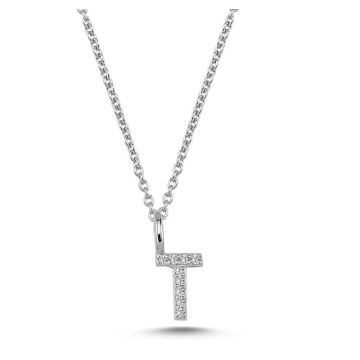 Nuran T vedhæng i hvidguld med diamanter - 6,5mm - uden kæde