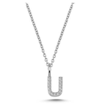 Nuran U vedhæng i hvidguld med diamanter - 6,5mm - uden kæde
