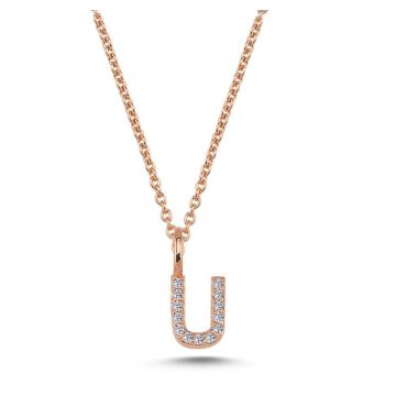 Nuran U vedhæng i rosaguld med diamanter - 6,5mm - uden kæde