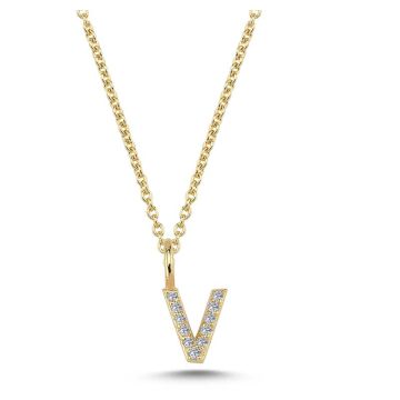 Nuran V vedhæng i guld med diamanter - 6,5mm - uden kæde